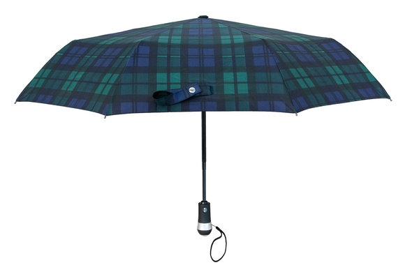 Origin Outdoors Regenschirm 'LED-Trek' - blau-grün kariert